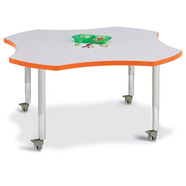 Jonti-Craft Berries Four Leaf Activity Table, Mobile, Freckled Gray/Orange/Gray 6453JCM114 - main